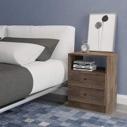 *BRAND NEW* Distressed brown nightstand for bedroom with 2 drawers
