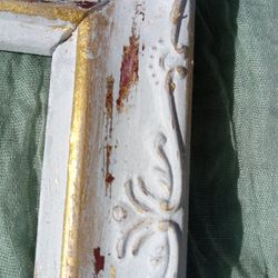 Hand Painted,  Distressed & Gilded Wood Picture Frame 14 X 11" Opening 