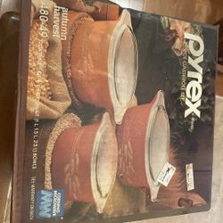 Vintage PYREX Autumn Harvest  3-Piece Casserole Set #480-49 Corning NEW Sealed