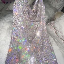 Sparkly Silver Mini Dress