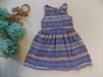 Cherokee Girl size S 6/6X Multi Stripe Chambray Keyhole Back Summer Dress Easter