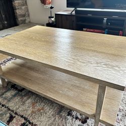 Natural Oak Wood 48’’ Coffee Table W/ Shelf