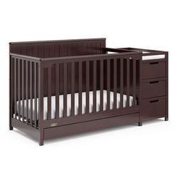 Graco Hadley 5-in-1 Convertible Baby Crib and Changer with Drawer, Espresso