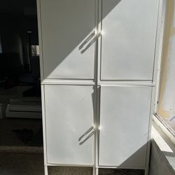 Tall IKEA White Metal Lockers With Ability To Lock
