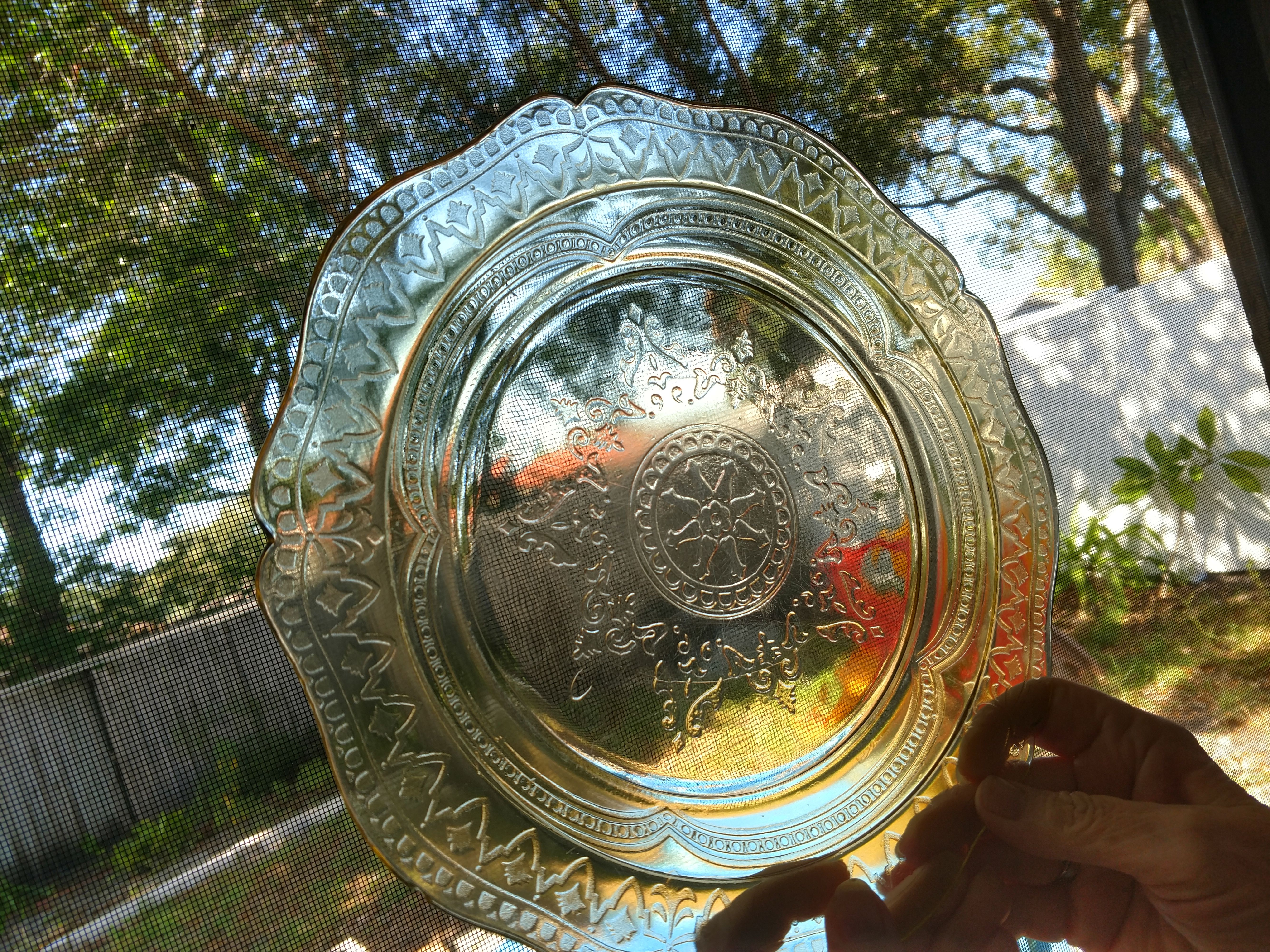 Patrician Amber Depression Glass dinner plates(half price for the items below)