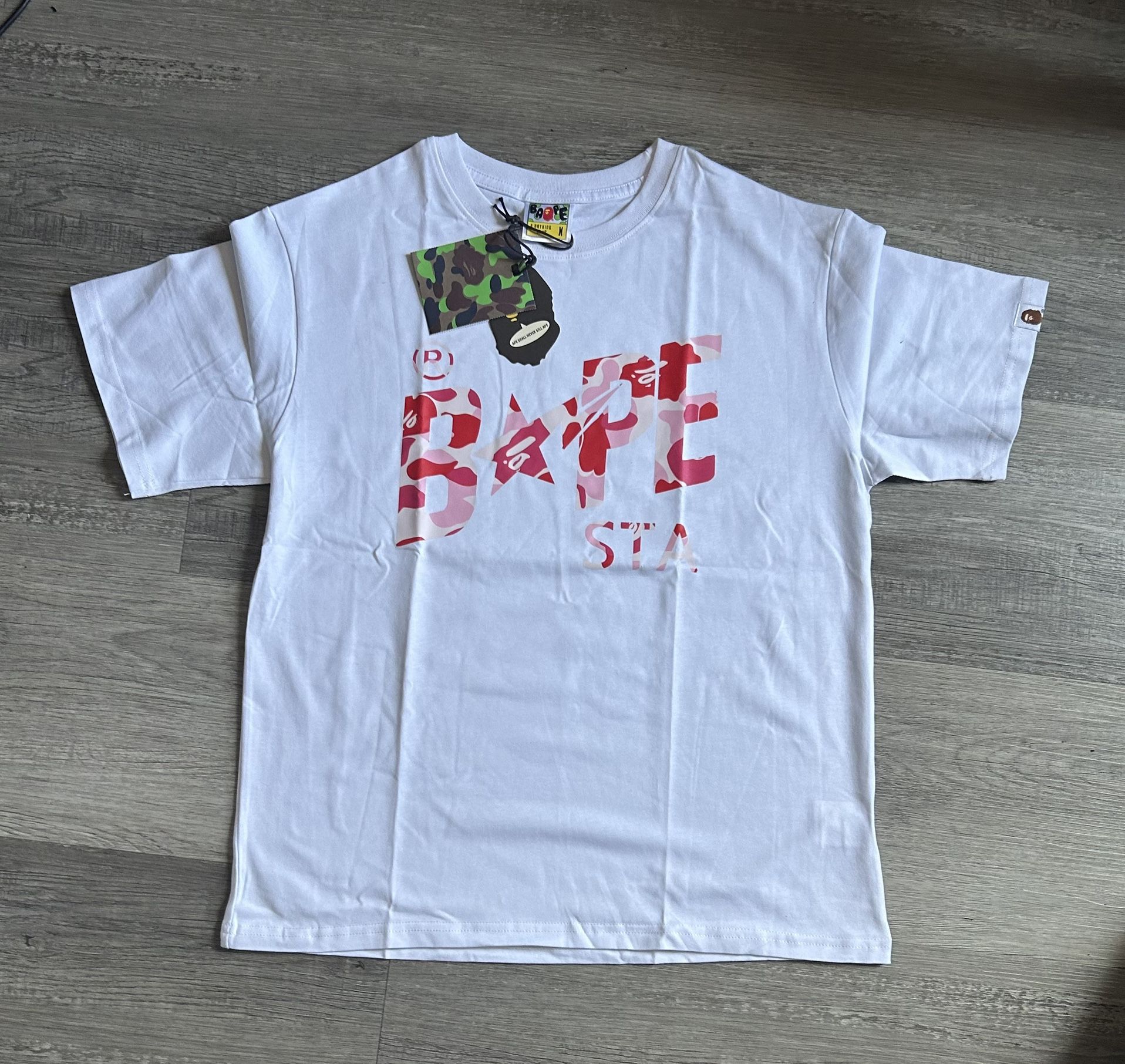 White/Pink Camo Bapesta Shirt Size: Medium
