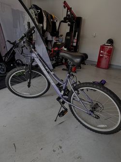 Huffy 24 inch Rock Creek mountain bike in a purple color