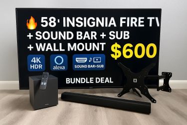 🔥 58” 4K Fire TV + Soundbar + Sub + Wall Mount – $600 ⭐