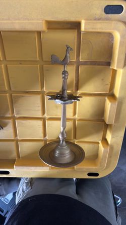 Brass Rooster Candlestick Holder