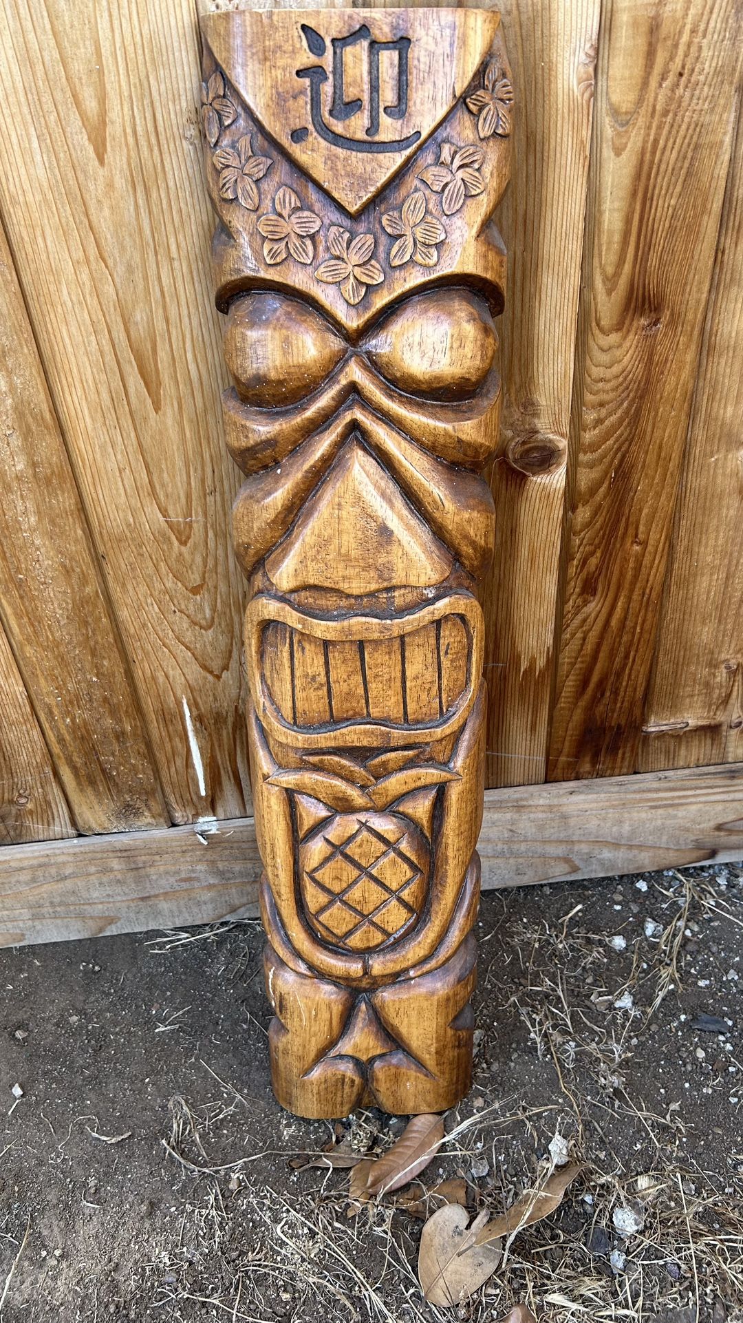 Vintage American Tiki Designs 2003 Signed Hand carved Wood Hawaii Tiki 