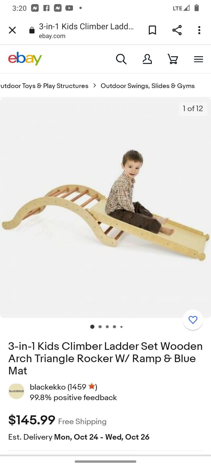 Kids Climber Ladder Set Wooden $90 Toys