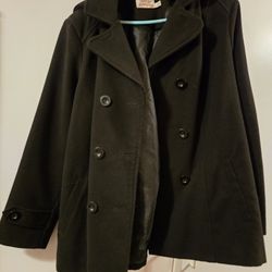 LADIES PLUS SIZE BLACK HOODIE PEACOAT