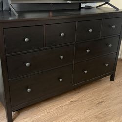 Black IKEA HEMNES Dresser 8 Drawer / TV Stand / Clothing Organizer  