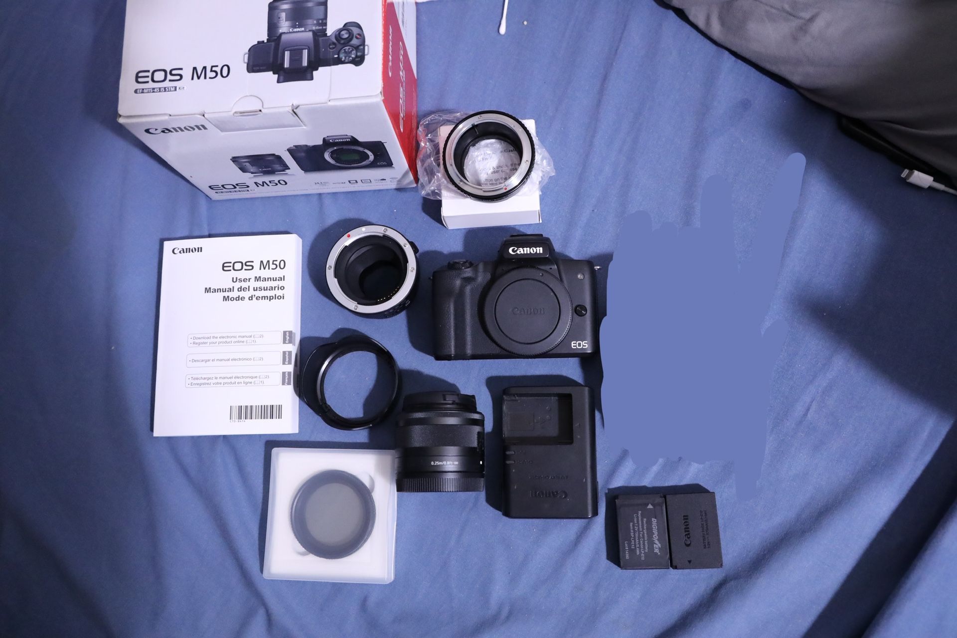 Canon Eos M50 Bundle !! Sale! Comes with: Ef to ef-m adapter Fd to ef-m adapter 2 battery’s New ND filter