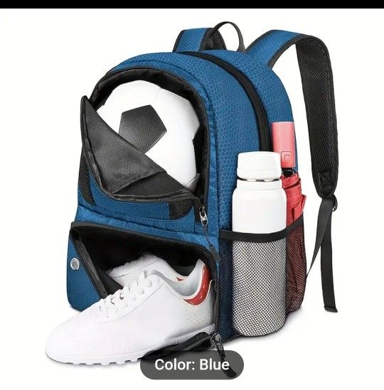 New Blue Soccer Bag Backpack Football Volleyball & Basketball,with Ball Compartment and Shoe Storage