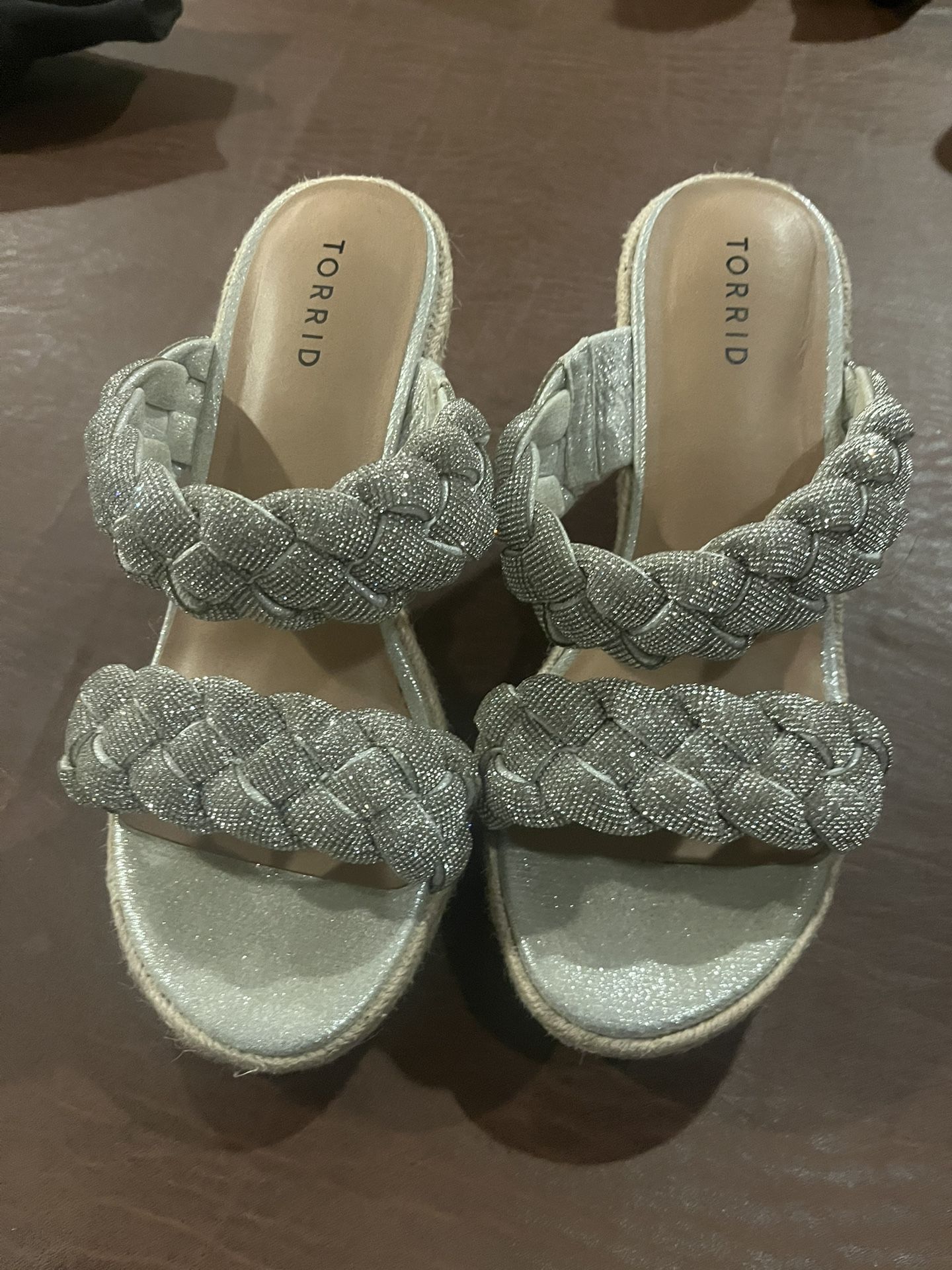 Silver Strap Wedges Size 10-Torrid Wide Width