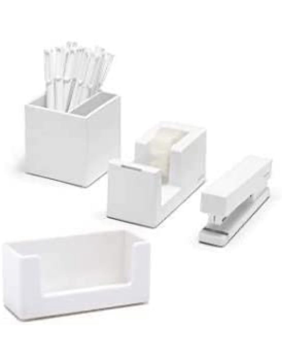 White Poppin Fresh Start 10 Piece Desk Collection