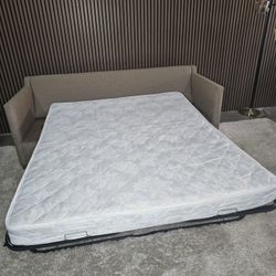 Modern Sleeper Sofa with Mattress 3 Person Seater Taupe Color