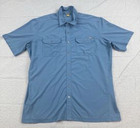 Blue Short Sleeve Hiking Button Up Shirt