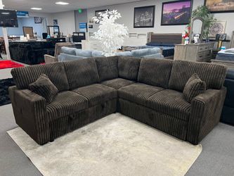 Brown Sofa Sleeper w/ Storage & USB Ports