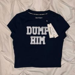 Size s New juicy couture Dump Him Baby Tee Regal Blue Navy Cropped Tshirt 