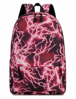 mezhsa Boy School Backpack Elementary Middle Lightning Bookbag Laptop Teenager Waterproof Lightweight 17 Inches (3Red)