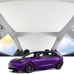 Sunshade Roof for Tesla Model 3 2023-2021 No-Sag Design Roof Sun Shade for Tesla Model 3 Accessories 2023-2021 White