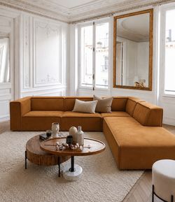 BoConcept Carmo Modular Sectional Sofa Camel Frisco AquaClean Designer Couch