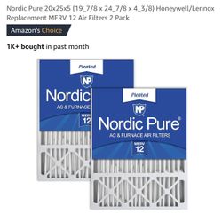 Nordic Pure 20x25x5 (19_7/8 x 24_7/8 x 4_3/8) Honeywell/Lennox Replacement MERV 12 Air Filters 2 Pack
