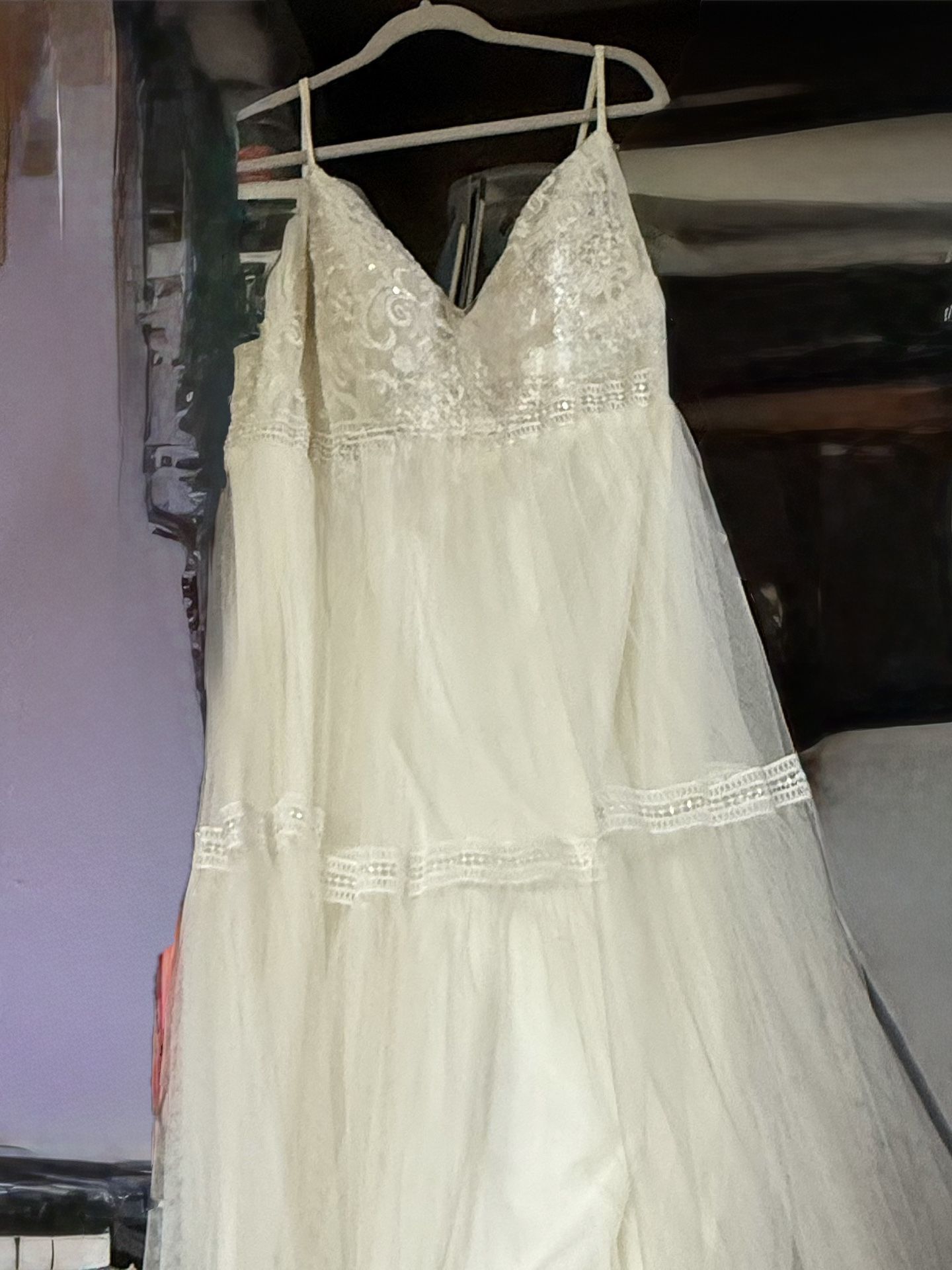 Boho Chiffon Corset Wedding Dress Size 20