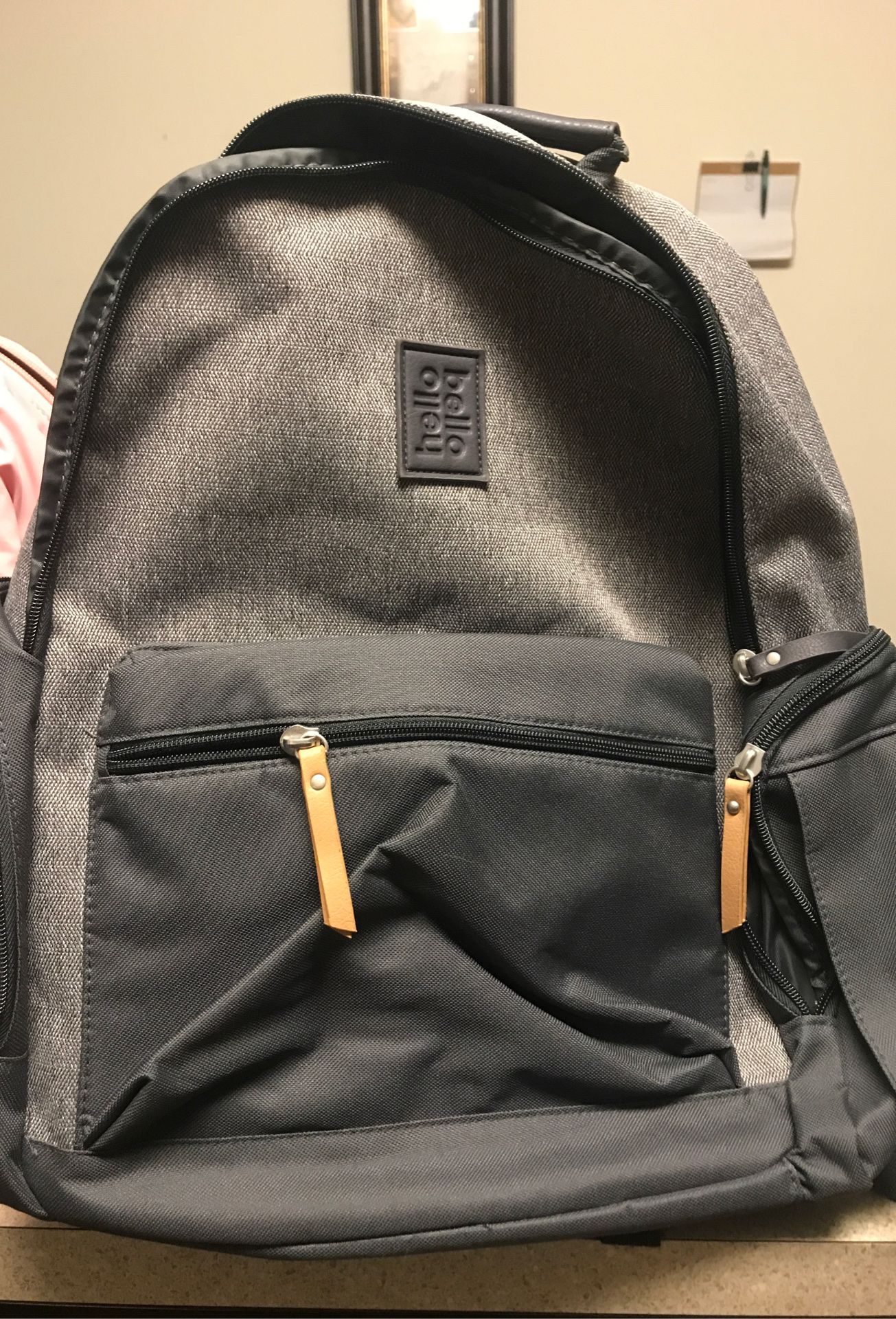 Gray diaper bag back pack