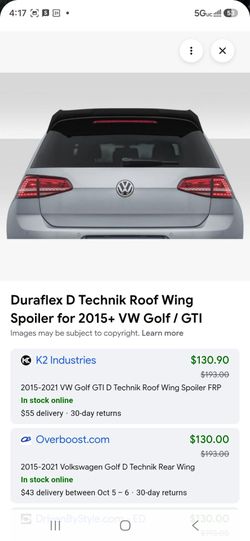 Duraflex D Technik Roof Wing Spoiler VW Golf GTI