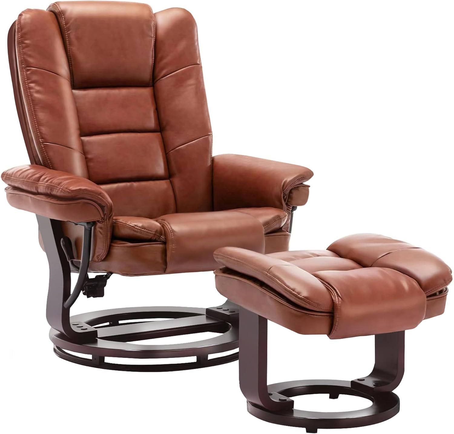 Swivel Recliner with Ottoman, PU Leather