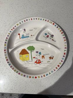 Vintage Kids Divided Plate House Car Truck ABC & 123