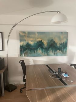 Modern Arc Floor Lamp with White Dome Shade — $100 OBO