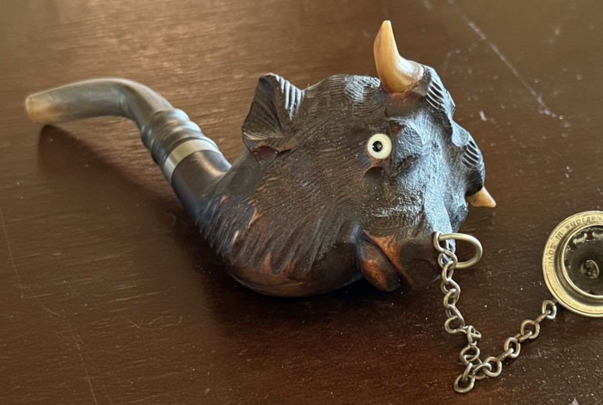 Vintage Bull Steer Carved Wooden Smoking Pipe,New Products : American Fashion Style Bags On Sale