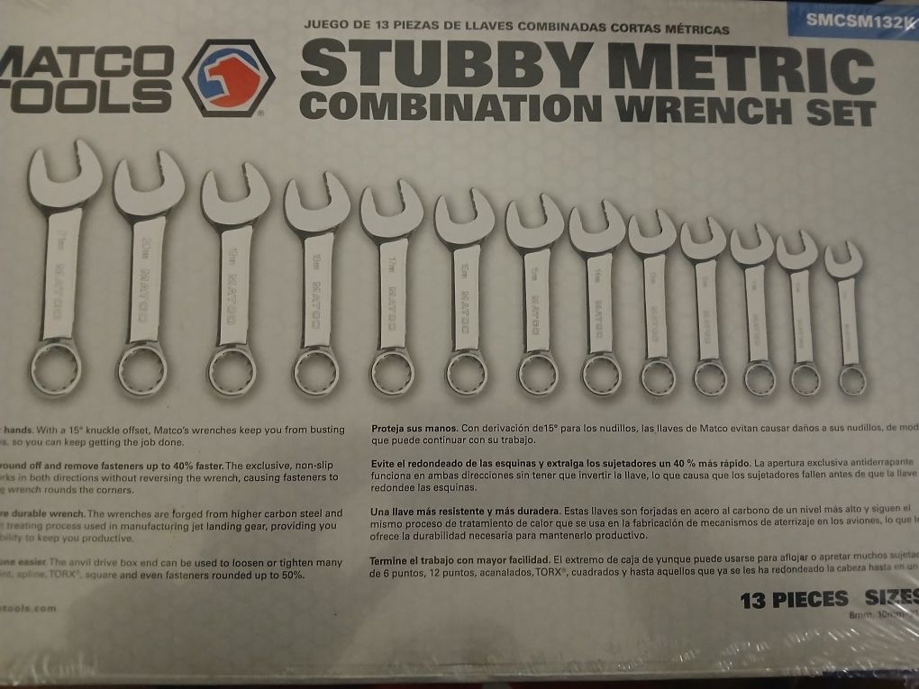Matco Stubby METRIC Combination Wrench Set