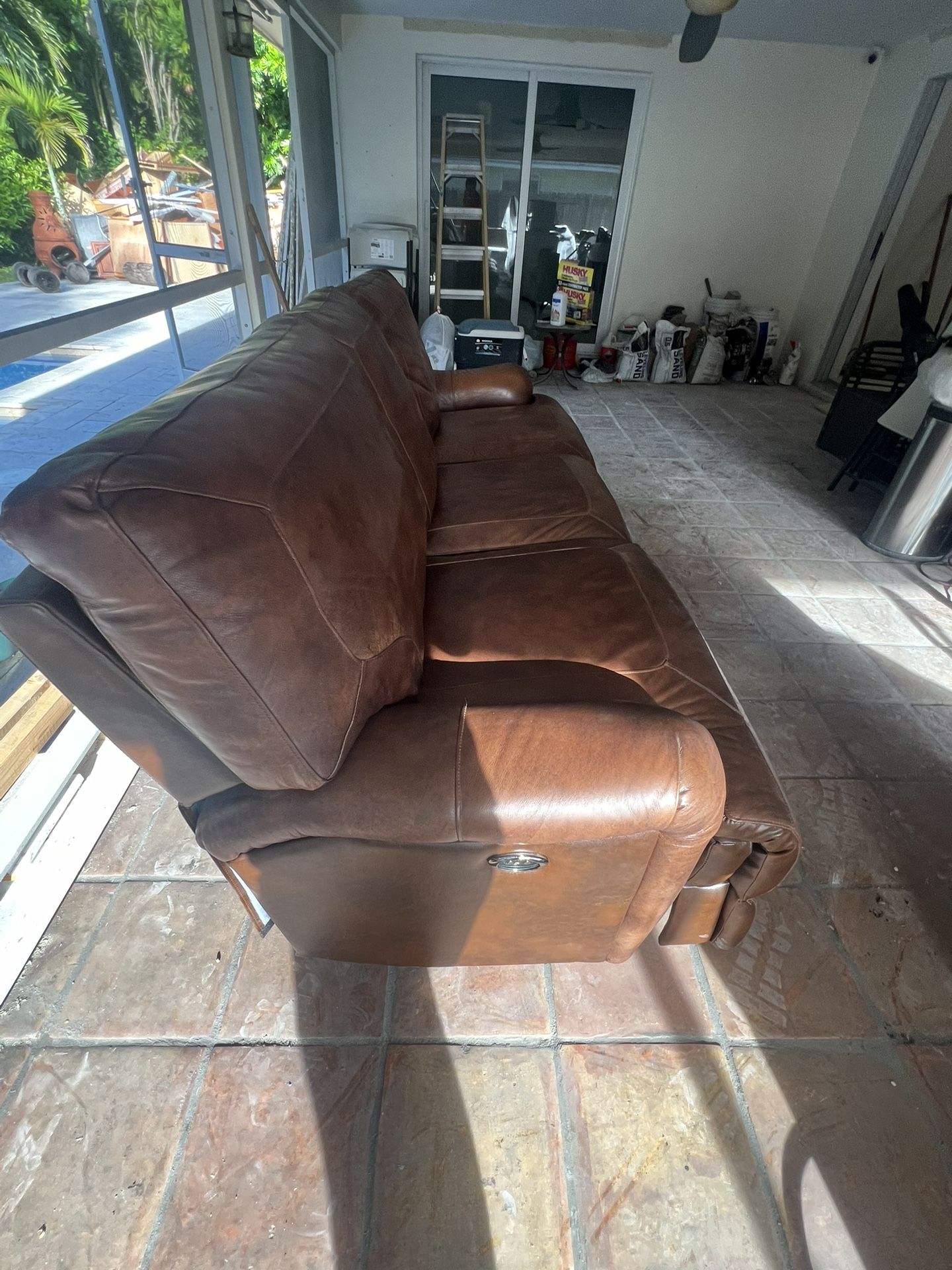 Real Leather Couch! Electric Reclinable
