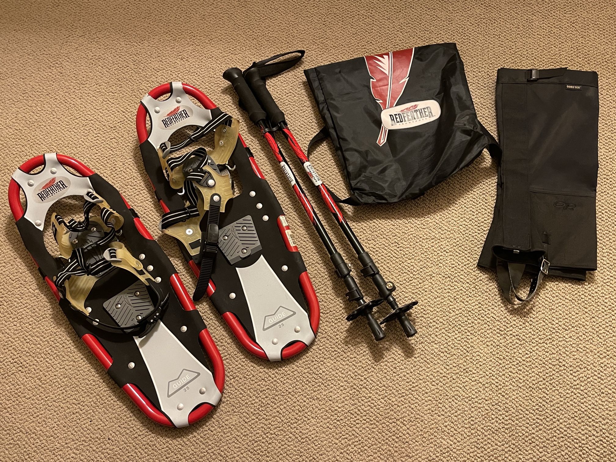 Brand New RED FEATHER Snowshoes Guide 25 W/poles for Sale in Jurupa