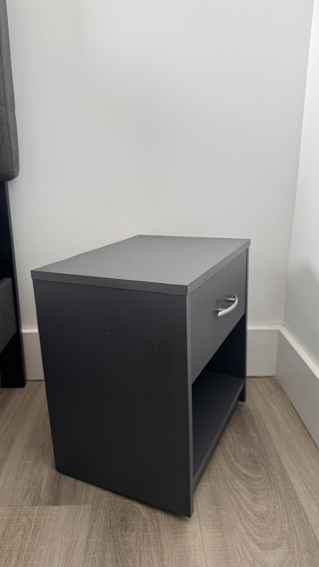 Black Nightstand with Drawer