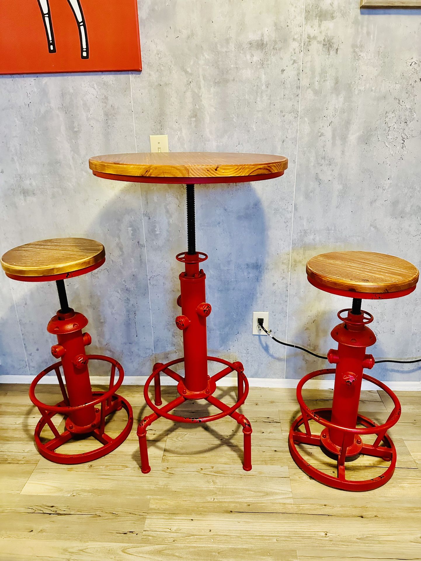Set Table And 2 Bar Stools Industrial 