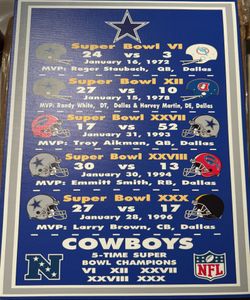 Dallas Cowboys Super Bowl Champions Canvas Wall Art (16x20)