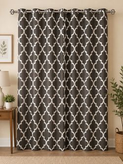 Dark Brown Moroccan Trellis Grommet Curtain Panel