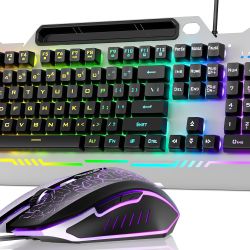 AULA Keyboard, T102 104 Keys Gaming Keyboard And Mouse Combo With RGB Backlit Number Pad