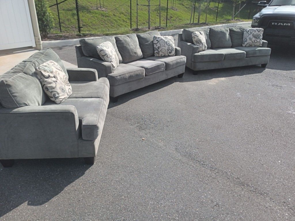 Two Full Size Couches And Loveseat