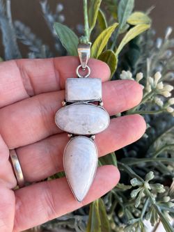 Handcrafted XL Moonstone 2.5” Silver Pendant
