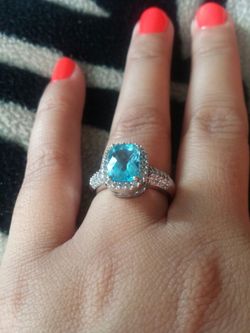 Blue Topaz W/Diamonds White Gld