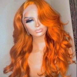 Ginger Orange Human Hair Lace Front Wig 13x8