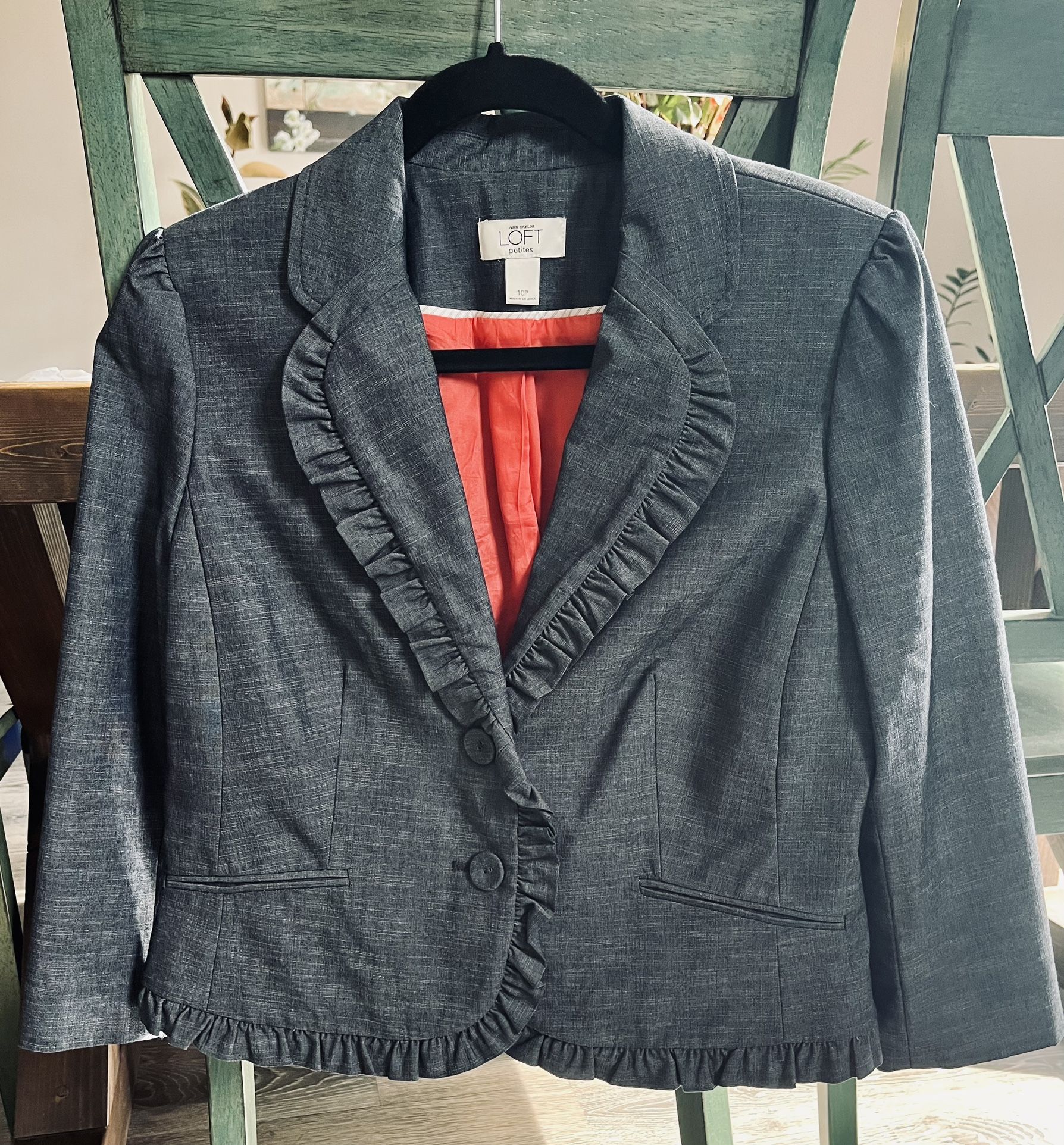 Anne Taylor Loft Ruffle Edged Jacket 