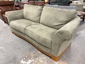 Sage Green Made in Italy Sofa w/ Light Wood Base